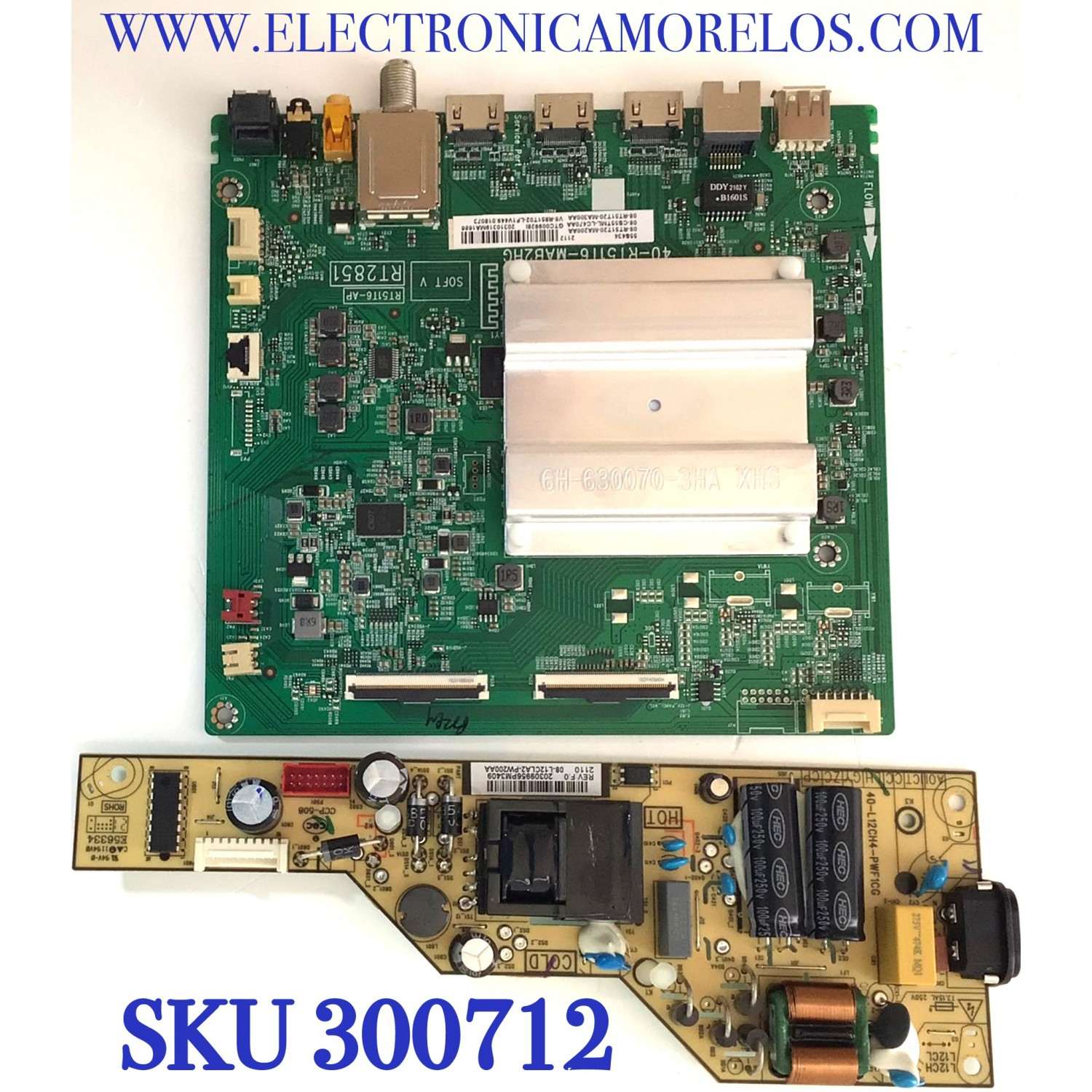 KIT DE TARJETAS PARA TV TCL / MAIN 08-CS55TML-LC470AA / 40-RT51T6-MAB2HG / 08-RT51T20-MA200AA / 08-RT51T20-MA300AA / FUENTE 08-L12CLA2-PW200AA / 40-L12CH4-PWF1CG / L12CH / L12CL / PANEL LVU550NDEL / DISPLAY ST5461D09-1 VER.2.1 / MODELO 55S434